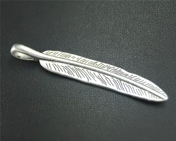 15pcs Strieborná Farba Veľké Leaf Prívesok DIY Náhrdelník Šperky Zistenia 56x10mm A1861