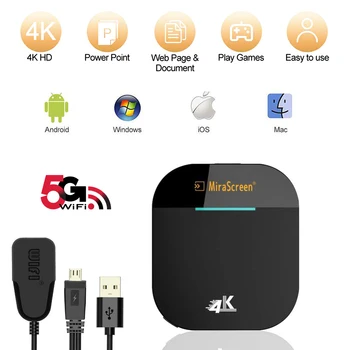4K UHD Mirascreen Bezdrôtové pripojenie HDMI Miracast Airplay Android Smart Tv Stick AP HOT 5G Wifi Display Prijímača Mirrioring pre Iphone PC