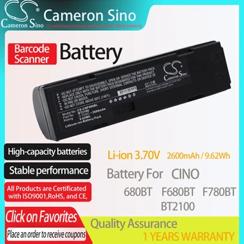 CameronSino Batérie pre CINO 680BT F780BT hodí Cognex DMA-HHBATTERY-01 Čiarových kódov, batéria 2600mAh/9.62 Wh 3.70 V Li-ion Čierna