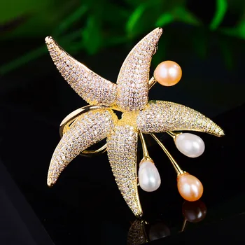 Elegantné Sladkovodné Perly Hviezdice Brošňa Kolíky Atmosférických Klasické High-end Kubický Zirkón Príslušenstvo pre Ženy Romantické Šperky
