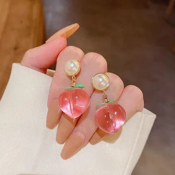 Móda Ženy Peach Pink Originálny Dizajn Náušnice Kvality Klasické Šperky Nové
