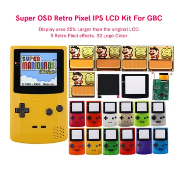 Super OSD RETRO PIXEL IPS Väčší LCD DISPLEJ Podsvietenie AUTA Jas Dotykový senzor Pre GameBoy Color Pre VOP O5 IPS LCD Auta
